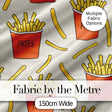 Cute French Fries Cartoon Snack Food Cream Background Seamless Pattern Digital Print Fabric by the Metre UK Sewing Quilting Textile