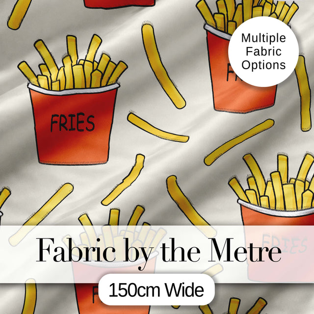 Cute French Fries Cartoon Snack Food Cream Background Seamless Pattern Digital Print Fabric by the Metre UK Sewing Quilting Textile
