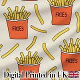 Cute French Fries Cartoon Snack Food Cream Background Seamless Pattern Digital Print Fabric by the Metre UK Sewing Quilting Textile