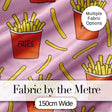 Cute French Fries Cartoon Snack Food Soft Pink Background Seamless Pattern Digital Print Fabric by the Metre UK Sewing Quilting Textile