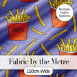 Cute French Fries Cartoon Snack Food Purple Background Seamless Pattern Digital Print Fabric by the Metre UK Sewing Quilting Textile