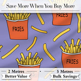 Cute French Fries Cartoon Snack Food Purple Background Seamless Pattern Digital Print Fabric by the Metre UK Sewing Quilting Textile
