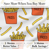 Cute French Fries Cartoon Snack Food Light Grey Background Seamless Pattern Digital Print Fabric by the Metre UK Sewing Quilting Textile