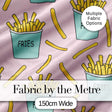 Cute French Fries Cartoon Snack Seamless Pattern Teal Cups Pink Background Digital Print Fabric by the Metre UK Sewing Quilting Textile