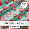 Cute Kawaii Donuts and Strawberry Milkshake Mint Background Seamless Pattern Digital Print Fabric by the Metre UK Sewing