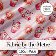 Cute Kawaii Donuts and Strawberry Milkshake Blush Pink Background Seamless Pattern Digital Print Fabric by the Metre UK Sewing