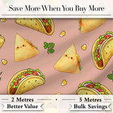 Cute Kawaii Tacos and Wraps Peach Background Seamless Pattern Digital Print Fabric by the Metre UK Sewing Quilting Textile