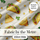 Cute Kawaii Tacos and Wraps Cream Background Seamless Pattern Digital Print Fabric by the Metre UK Sewing Quilting Textile