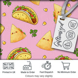 Cute Kawaii Tacos and Wraps Seamless Pattern Bright Pink Background Digital Print Fabric by the Metre UK Sewing Quilting Textile