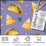 Cute Kawaii Tacos and Wraps Seamless Pattern Purple Background Digital Print Fabric by the Metre UK Sewing Quilting Textile