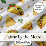 Cute Kawaii Tacos and Wraps Seamless Pattern Light Grey Background Digital Print Fabric by the Metre UK Sewing Quilting Textile