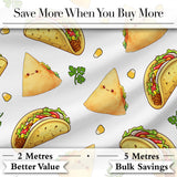 Cute Kawaii Tacos and Wraps Seamless Pattern Light Grey Background Digital Print Fabric by the Metre UK Sewing Quilting Textile