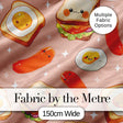 Kawaii Breakfast Eggs Sausage and Sandwich Beige  Seamless Pattern Digital Print Fabric by the Metre UK Sewing Quilting Textile