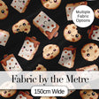 Cute Kawaii Cookies and Chocolate Milk Carton Black Background Seamless Pattern Digital Print Fabric by the Metre UK Sewing Quilting Textile