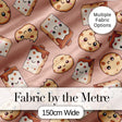 Cute Kawaii Cookies and Chocolate Milk Carton Brown Background Seamless Pattern Digital Print Fabric by the Metre UK Sewing Quilting Textile