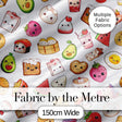Cute Kawaii Food Characters on Light Grey Background Seamless Pattern Digital Print Fabric by the Metre UK Sewing Quilting Textile
