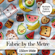 Cute Kawaii Breakfast Food Characters on Checkered Background Seamless Pattern Digital Print Fabric by the Metre UK Sewing Quilting Textile