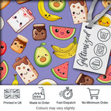 Cute Kawaii Breakfast Food Characters on Purple Background Seamless Pattern Digital Print Fabric by the Metre UK Sewing Quilting Textile