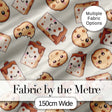 Cute Kawaii Cookies and Milk Cartons on Cream Background Seamless Pattern Digital Print Fabric by the Metre UK Sewing Quilting Textile