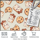 Cute Kawaii Cookies and Milk Cartons on Cream Background Seamless Pattern Digital Print Fabric by the Metre UK Sewing Quilting Textile