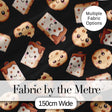 Cute Kawaii Cookies and Milk Cartons on Black Background Seamless Pattern Digital Print Fabric by the Metre UK Sewing Quilting Textile