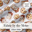 Cute Kawaii Cookies and Milk Cartons on White Background Seamless Pattern Digital Print Fabric by the Metre UK Sewing Quilting Textile
