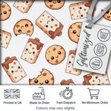 Cute Kawaii Cookies and Milk Cartons on White Background Seamless Pattern Digital Print Fabric by the Metre UK Sewing Quilting Textile
