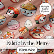 Cute Kawaii Sushi Rice Bowls and Noodles on Peach Background Seamless Pattern Digital Print Fabric by the Metre UK Sewing Quilting Textile