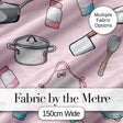 Kawaii Kitchen Utensils Apron and Cooking Tools on Soft Pink  Seamless Pattern Digital Print Fabric by the Metre UK Sewing Quilting Textile