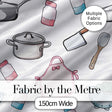 Kawaii Kitchen Utensils Apron and Cooking Tools on Light Grey  Seamless Pattern Digital Print Fabric by the Metre UK Sewing Quilting Textile
