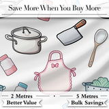 Kawaii Kitchen Utensils Apron and Cooking Tools on Light Grey  Seamless Pattern Digital Print Fabric by the Metre UK Sewing Quilting Textile