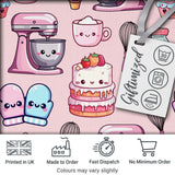 Kawaii Baking Mixer Cake and Cupcake Tools on Soft Pink  Seamless Pattern Digital Print Fabric by the Metre UK Sewing Quilting Textile