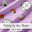 Cute Kawaii Sushi Rice Cooker Bowl Purple Background Seamless Pattern Digital Print Fabric by the Metre UK Sewing Quilting Textile