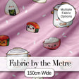 Cute Kawaii Sushi Rice Cooker Bowl Blush Pink Background Seamless Pattern Digital Print Fabric by the Metre UK Sewing Quilting Textile