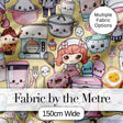 Cute Kawaii Baking Girl Kitchen Appliances Utensils Yellow Background Seamless Pattern Digital Print Fabric by the Metre UK