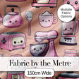 Cute Kawaii Kitchen Appliances Mixer Toaster Blender Peach Background Seamless Pattern Digital Print Fabric by the Metre UK
