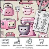 Cute Kawaii Kitchen Appliances Mixer Toaster Blender Cream Background Seamless Pattern Digital Print Fabric by the Metre UK