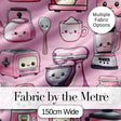 Cute Kawaii Kitchen Appliances Mixer Toaster Blender Blush Pink Background Seamless Pattern Digital Print Fabric by the Metre UK