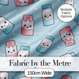 Cute Kawaii Sugar Jar Bottles with Glitter Sprinkles Blue Background Seamless Pattern Digital Print Fabric by the Metre UK