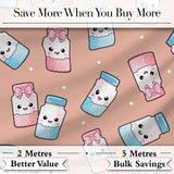 Cute Kawaii Sugar Jar Bottles with Glitter Sprinkles Peach Background Seamless Pattern Digital Print Fabric by the Metre UK