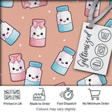 Cute Kawaii Sugar Jar Bottles with Glitter Sprinkles Peach Background Seamless Pattern Digital Print Fabric by the Metre UK