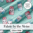Cute Kawaii Sugar Jar Bottles with Glitter Sprinkles Mint Background Seamless Pattern Digital Print Fabric by the Metre UK