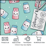 Cute Kawaii Sugar Jar Bottles with Glitter Sprinkles Mint Background Seamless Pattern Digital Print Fabric by the Metre UK