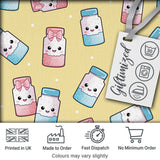 Cute Kawaii Sugar Jar Bottles with Glitter Sprinkles Yellow Background Seamless Pattern Digital Print Fabric by the Metre UK