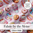 Kawaii Donut Cake Cupcake Sweet Dessert Seamless Pattern Pink Gingham  Digital Print Fabric by the Metre UK Sewing Quilting Textile