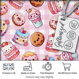 Kawaii Donut Cake Cupcake Sweet Dessert Seamless Pattern Pink Gingham  Digital Print Fabric by the Metre UK Sewing Quilting Textile