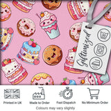 Kawaii Donut Cake Cupcake Sweet Dessert Seamless Pattern Warm Pink  Digital Print Fabric by the Metre UK Sewing Quilting Textile