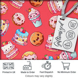 Kawaii Donut Cake Cupcake Sweet Dessert Seamless Pattern Coral Red  Digital Print Fabric by the Metre UK Sewing Quilting Textile