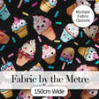 Cute Kawaii Ice Cream Cone Popsicle Dessert Seamless Pattern Black Background Digital Print Fabric by the Metre UK Sewing Quilting Textile