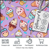Kawaii Ice Cream Cone Popsicle Sweet Dessert Seamless Pattern Purple  Digital Print Fabric by the Metre UK Sewing Quilting Textile